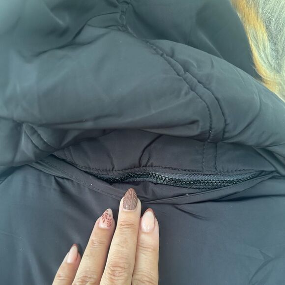 Topshop Nordstrom Removable Faux Fur Hoodie Puffer Zip Up Drawstring Jacket 4 - Picture 9 of 11